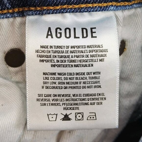 Agolde Toni Slim Jeans In Stratosphere Dark Wash Women’s Size 32 Distressed - Picture 8 of 12